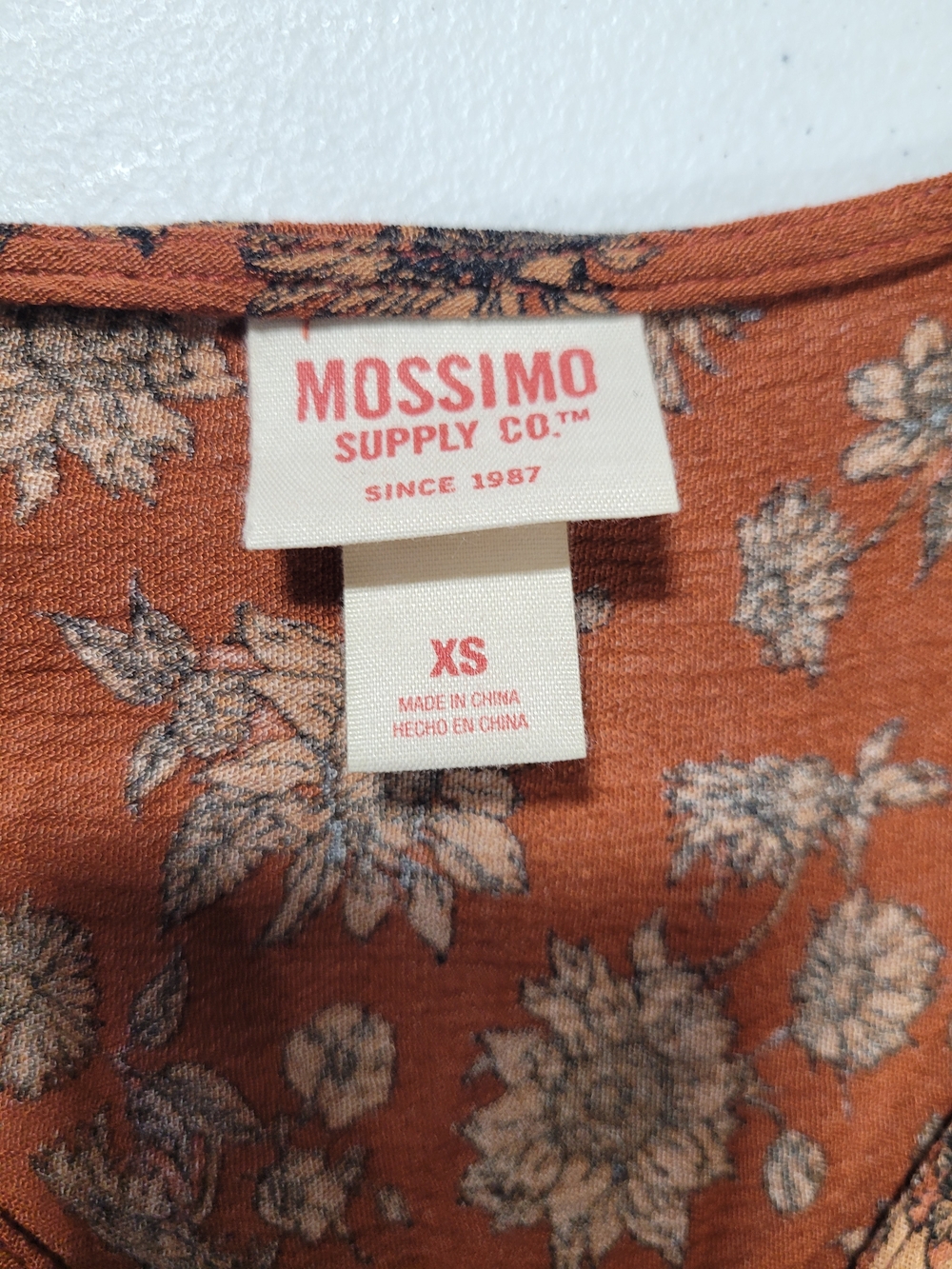 Mossimo Supply Co. Rust Floral Wrap-Style Blouse - Picture 2 of 3